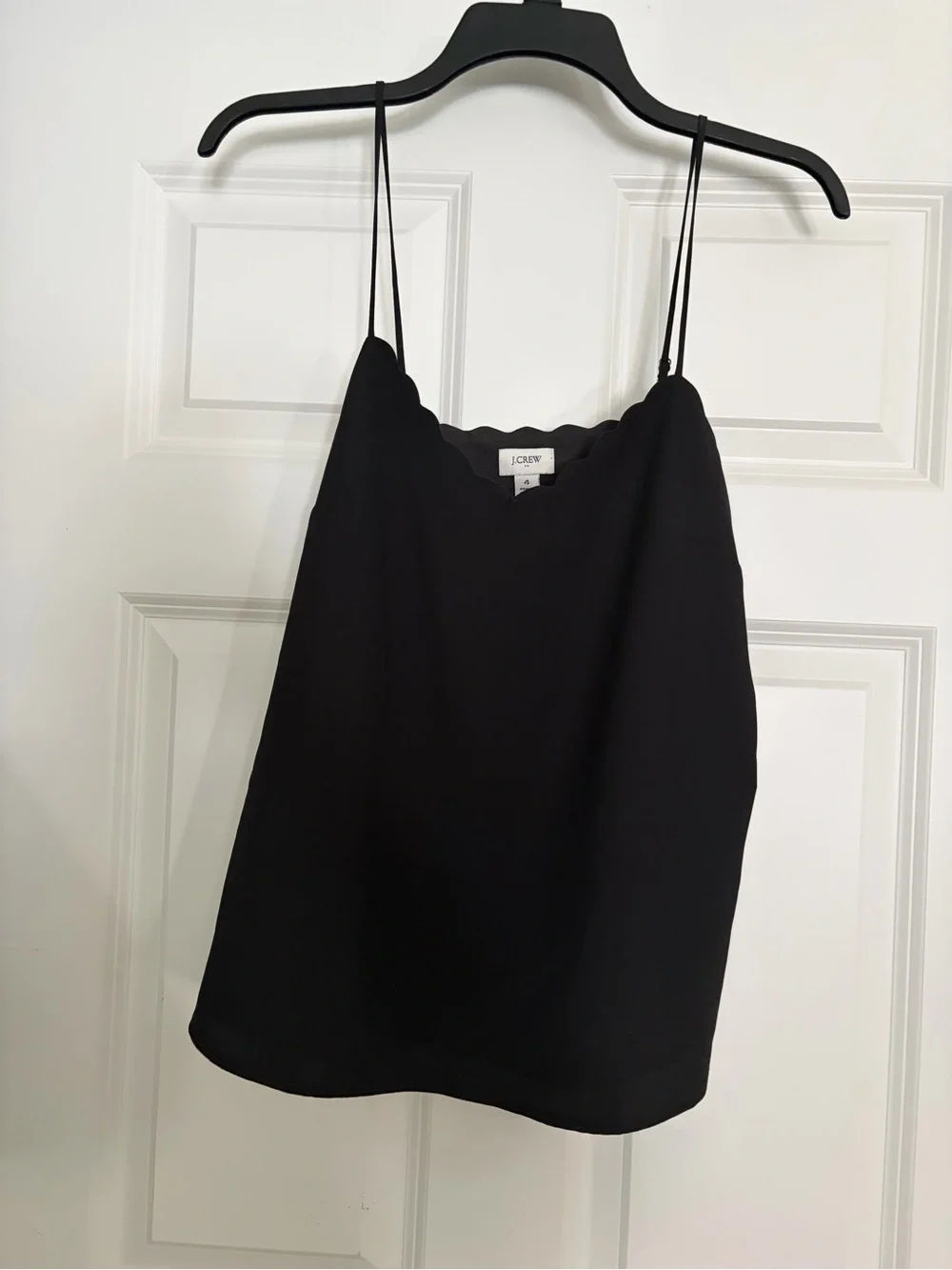 J. Crew Black Scallop-Edge Spaghetti Strap Camisole
